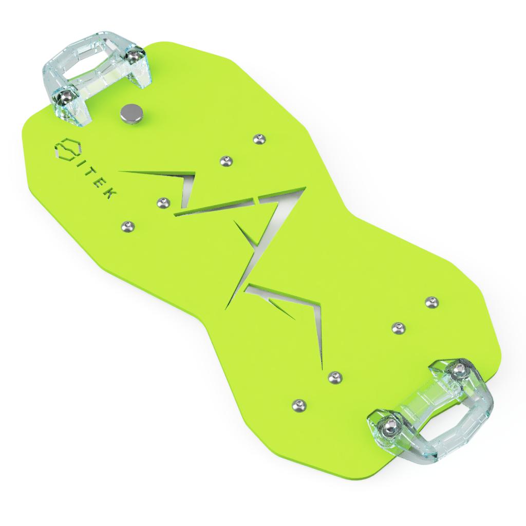 Adaptateur Milwaukee Packout vers LinQ simple permettant l’installation d’un accessoire Ski-Doo LinQ 16 pouces sur une boîte Packout vert mante