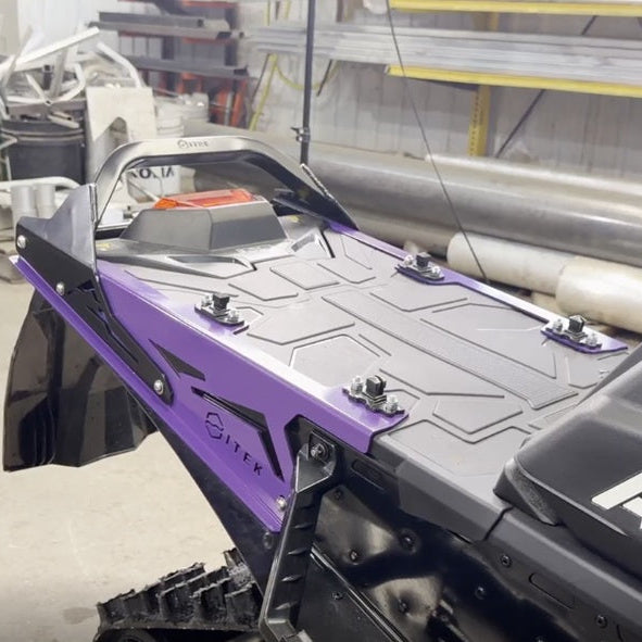 Powder-coated Polaris Matryx 137 rear bumper by Itek Industries