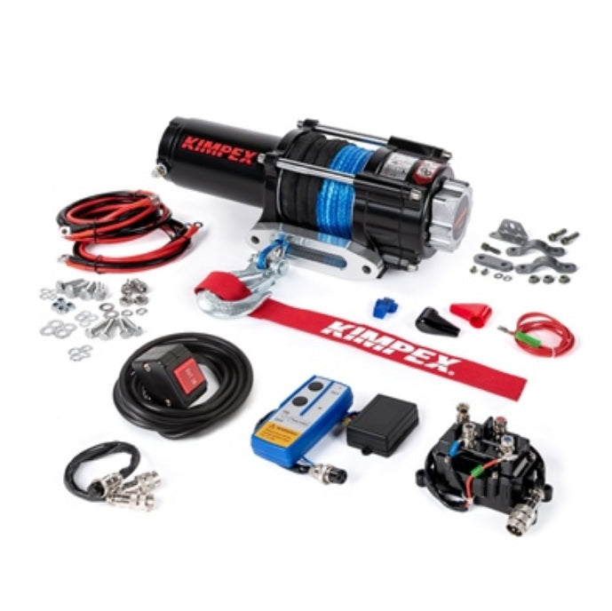 Treuil 3500 lb avec corde synthétique installé sur véhicule VTT ou UTV